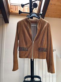 Giacca di pelle scamosciata beige Twinset