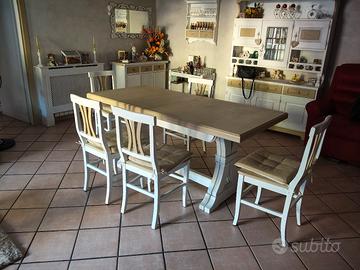 tavolo legno massello più 6 sedie