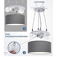 Lampadario sospeso con paralume in tessuto