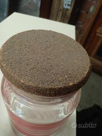 Set 2 barattoli vetro rosso con tappi in sughero