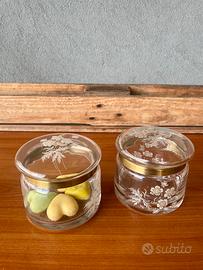 Coppia scatole contenitori toilette vintage Vetro