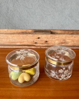 Coppia scatole contenitori toilette vintage Vetro