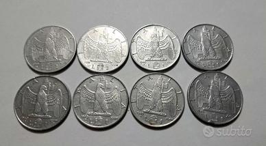 8 monete 1 Lira Impero Vittorio Emanuele III