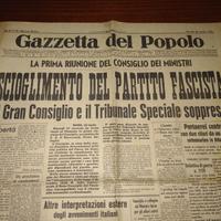 GIORNALE 1943: SCIOGLIMENTO PARTITO FASCISTA