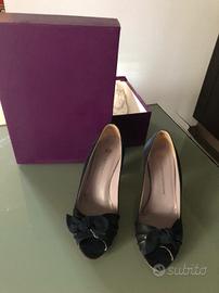 Décolleté donna camoscio blu n.37