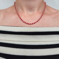 collanina perline di corallo rosso e madreperla
