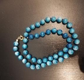 collana vintage con perle azzurre blu 