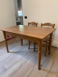 Tavolo con piano rovere tornite in legno massello