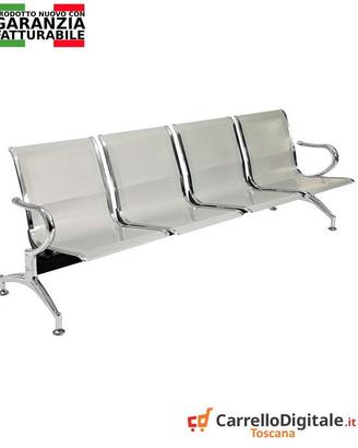 Sedie da attesa in acciaio – NUOVE – 4 posti