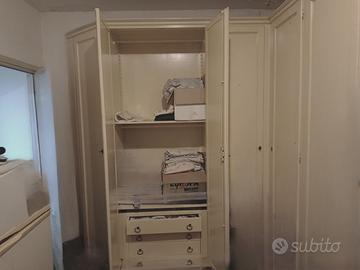 armadio guardaroba bianco crema legno massiccio