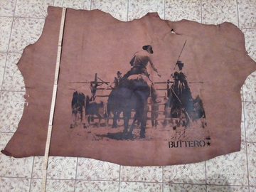 Pezzo di cuoio stampato cowboy 75 x 110 circa