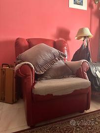 Poltrona bergerè vintage rosso scuro