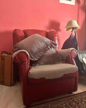 Poltrona bergerè vintage rosso scuro