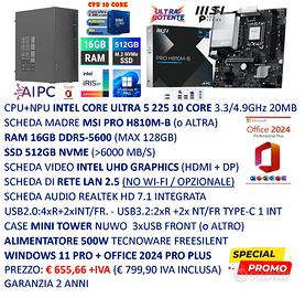 PC INTEL 10 CORE 16GB RAM DDR5 SSD WIN11 PRO