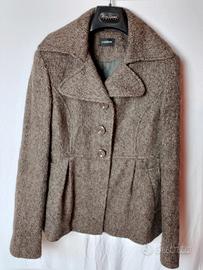 giacca lana motivi marrone tweed taglia 42 blazer 