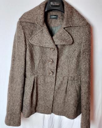 giacca lana motivi marrone tweed taglia 42 blazer 
