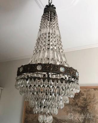 Lampadario d’antiquariato in vetro
