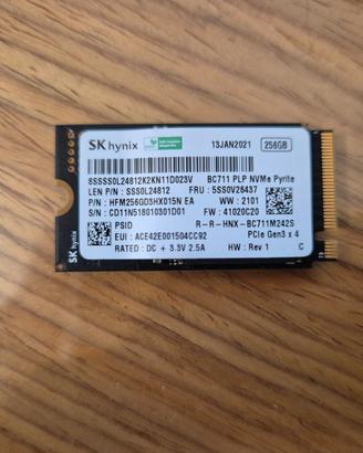SK Hynix SSD 256GB M.2 BC711 NVMe PCIe Gen3 2242