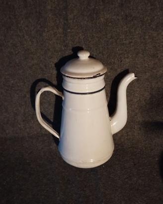 Caffettiera Vintage in smalto bianca