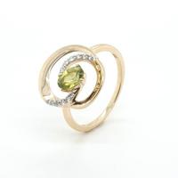 Anello - 14 carati Oro giallo Peridoto - Diamante