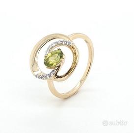 Anello - 14 carati Oro giallo Peridoto - Diamante