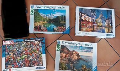  set di 4 puzzle Clementoni e Ravensburger 