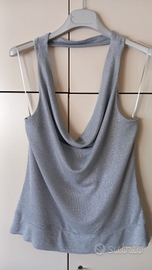 Canotta top donna argentato