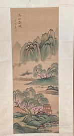 Dipinto cinese su seta a scorrimento - Shan Shui