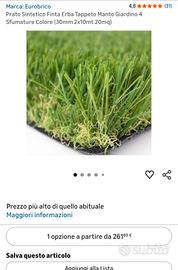 Prato sintetico 2x10mt 