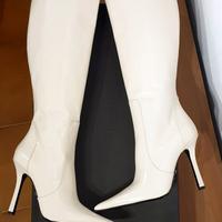 Stivali con tacco, pelle, bianco, Blumarine, n.39