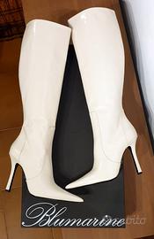 Stivali con tacco, pelle, bianco, Blumarine, n.39