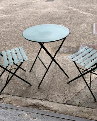 Set tavolo da giardino e 2 sedie pieghevole