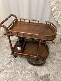 carrellino portabottiglie in legno