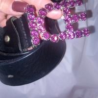 cintura in vera pelle con veri swaroski 