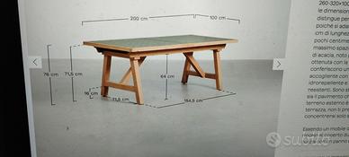 set tavolo da giardino in acacia con 8 sedie .