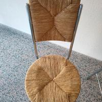 Sedie cromate con seduta in paglia