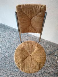 Sedie cromate con seduta in paglia