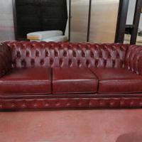 Chester 3 posti LETTO in pelle vintage lucida wine