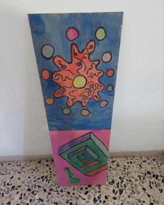 quadro dipinto a mano acquarello su legno 