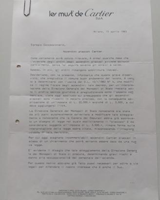 Documento storico  Cartier 1983 vertenza  Monopoli