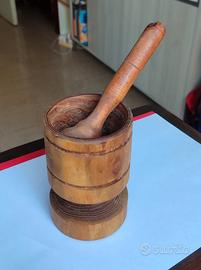 Mortaio in Legno Massiccio con Pestello