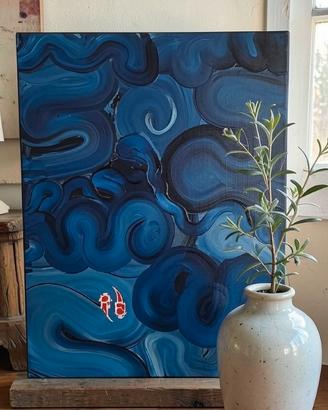 Quadro carpe giapponesi su sfondo mare