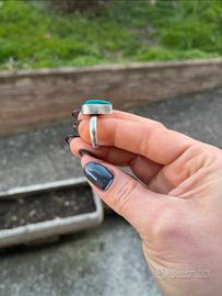 Anello argento con malachite