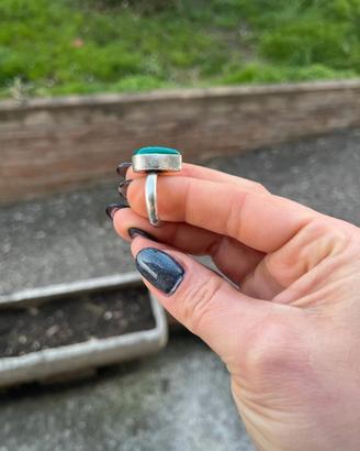 Anello argento con malachite