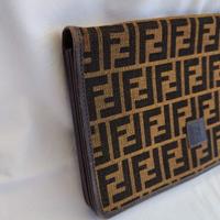 POCHETTE VINTAGE FENDI sas ROMA in TESSUTO E PELLE