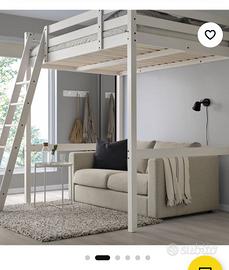 Letto 1 piazza e mezza ikea a soppalco com materas
