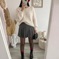 Maglione beige effetto peluche