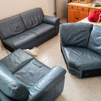 Divano angolare 5 posti, vera pelle, Chateau Ax