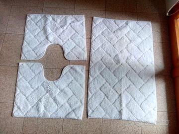 set completi tappeto bagno cucina bianco azzurro