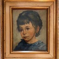 Dipinto ad olio di bambina con orecchino d’oro